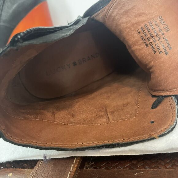 Lucky Brand Tafari Black Leather Platform Heeled Booties Women's Size 9 - Picture 10 of 15